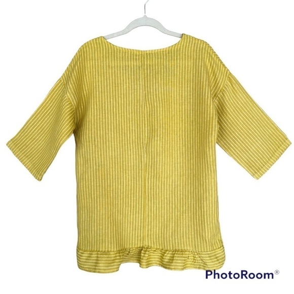 Lungo L'arno Yellow White Stripe Linen
Tunic Top - Picture 4 of 11